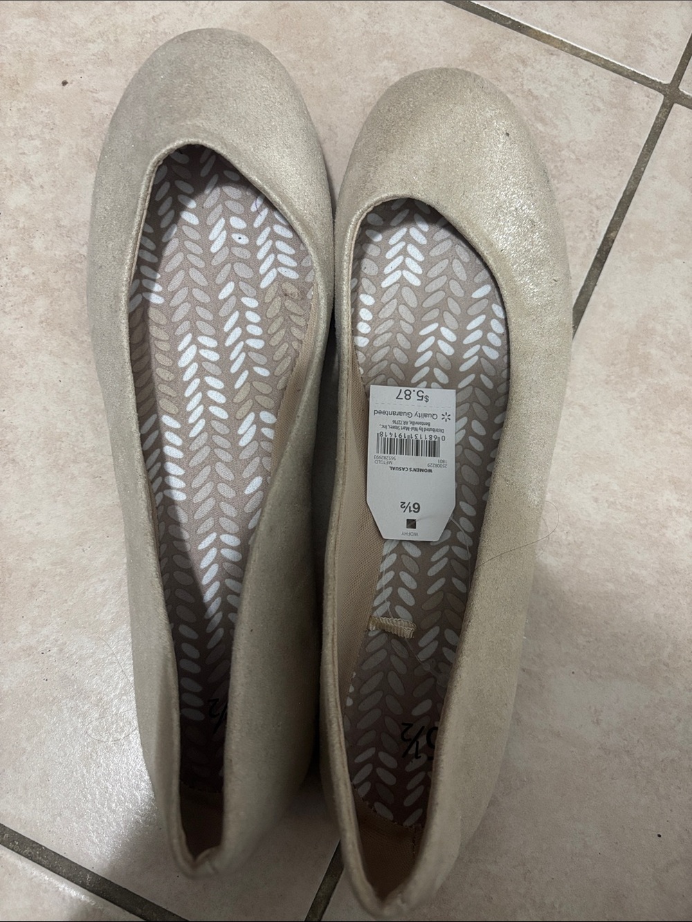 Women's Shimmery Cream Ballet Flats